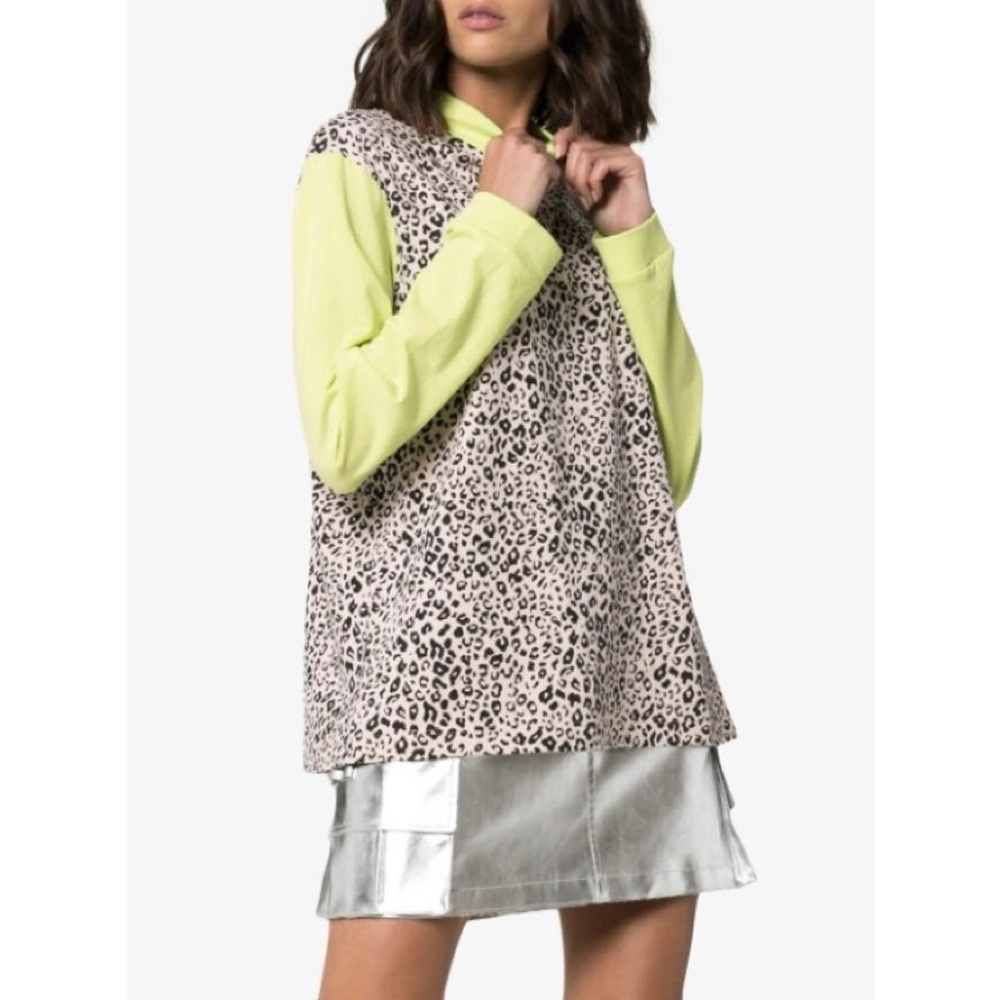 New Sandy Liang Lewis Leopard And Neon Cotton Sweatshirt size 6.